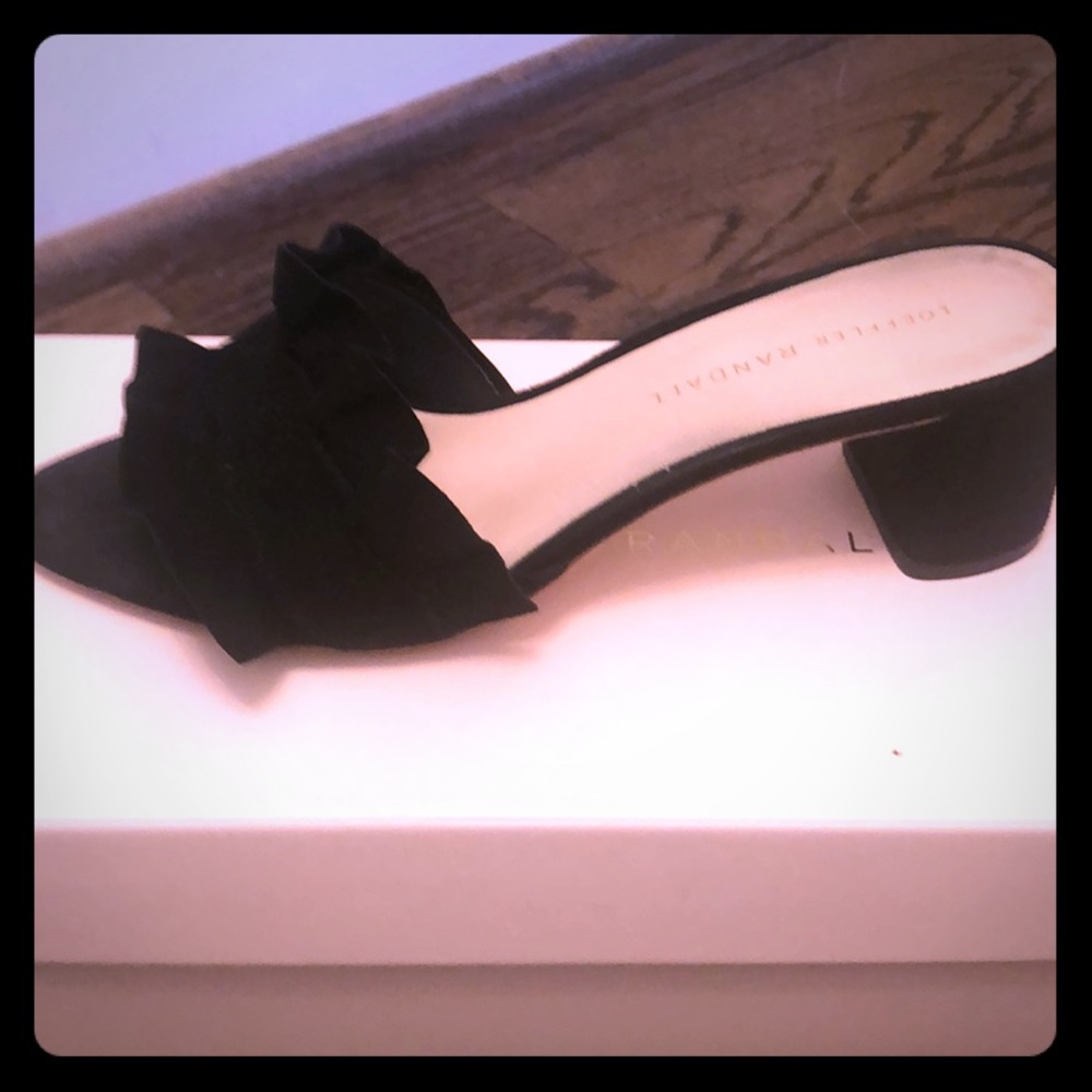 Black suede block heel sandals